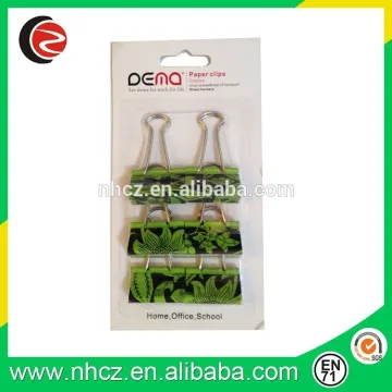 Green Flower Printing Binder Clips in Blister Card