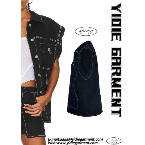 Multitude Pockets Sleeveless Cotton Cargo Vest Outwear