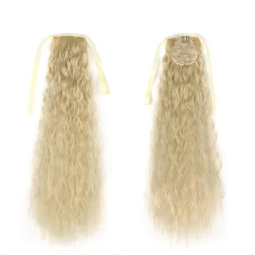 Natural Indian Virgin Cheveux Afro Kinky Curly Hair Ponytail Real Bandage Clips Ponytails Synthetic Hair Extensions Wrap Around