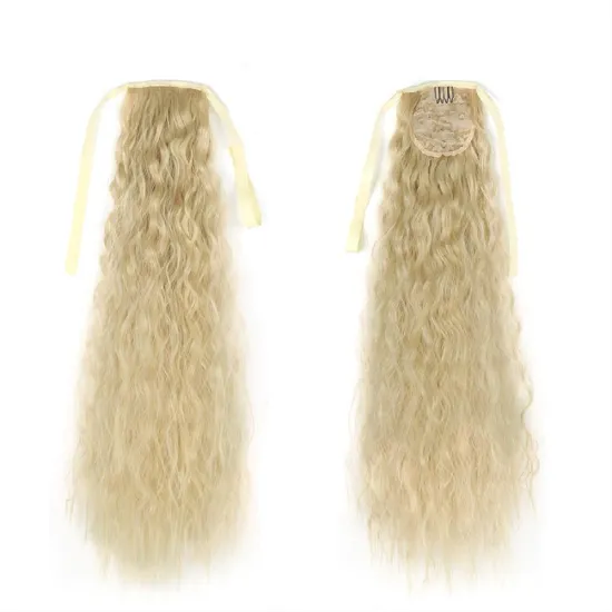 Natural Indian Virgin Cheveux Afro Kinky Curly Hair Ponytail Real Bandage Clips Ponytails Synthetic Hair Extensions Wrap Around