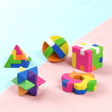 Multicolored Mini 3D Puzzle Cube Pencil Erasers - Fun Classroom Prizes for Kids