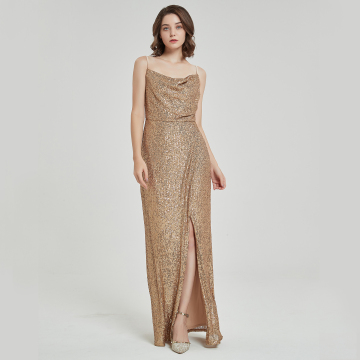 summer dress Gold Sequin lady dress
