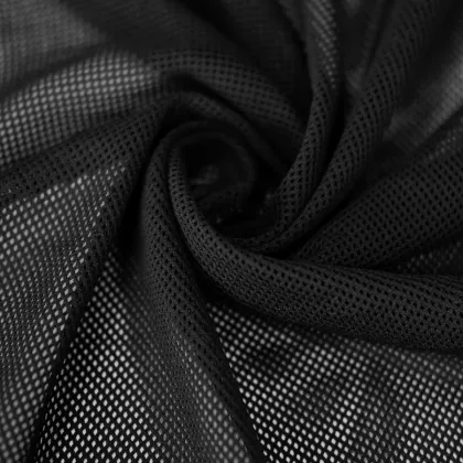 Wholesale Custom Dry Fit Polyester Sportswear Fabric - Black Peach Mesh Lining