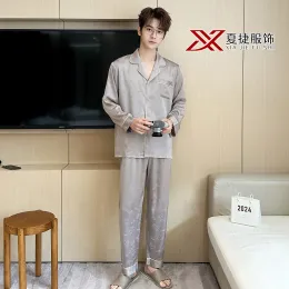 Grey Bear Jacquard Satin Pajama Set