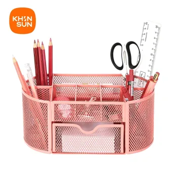 High Quality Deli 6012 Mesh Wire Desk Organizer for Stationery and Cosmetics