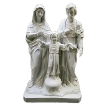 GMS020 White Granite Holy Family Marble Statue Religious Outdoor