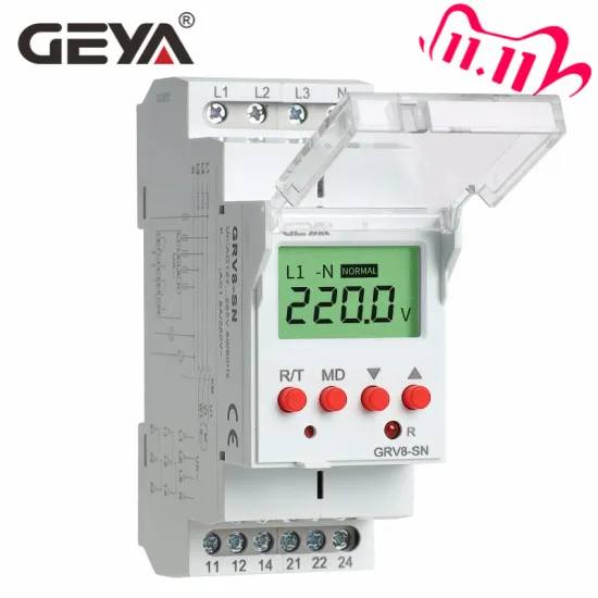 Free Shipping GEYA GRV8-S 3 Phase Digital Display Voltage Relay 8A 2SPDT Monitoring Phase Relay Auto Reset LCD Relay