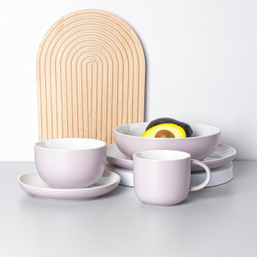 Blue and Pink Porcelain Dinnerware Sets for Home, Hotel, and Restaurant