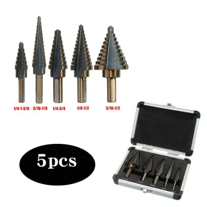 Black and Yellow Carbide Drill Bits - Multipurpose Triangle Handle Inch Step Drill (5pcs)