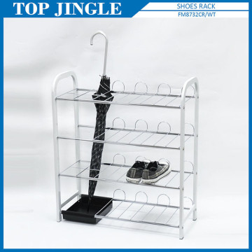 Mutifunction White Standing White Metal Shoes and Umbrella Rack
