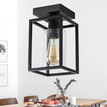 LOHAS 1-Light Black Retro Lantern Decorative Ceiling Lamp