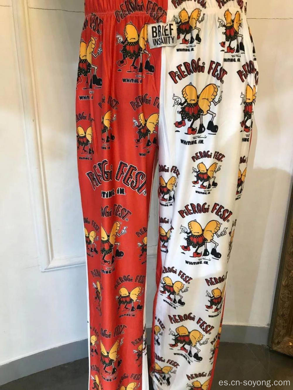 Pantalones de pijama de ocio con estampado posicionado para hombre