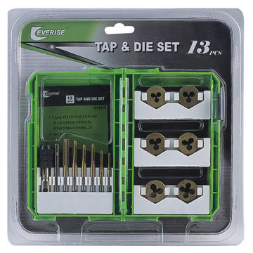 14-piece Tap and Die Set, Includes 6-piece Taps