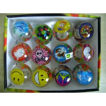 led glitter  bouncing ball, rubber bouncing ball with pp card