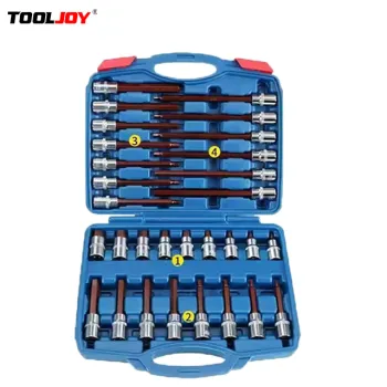 Star Batch Auto Repair Set with Bit Sizes 28pcs, 30pcs, 32pcs: Hexagonal S2 Red Spline Tools by Tooljoy