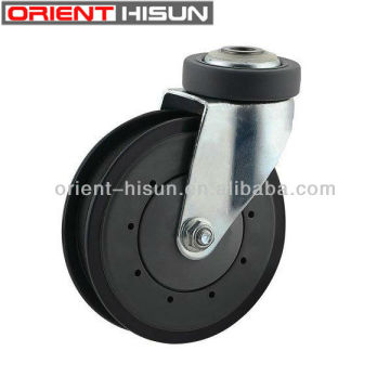 Swivel Plate 5 Inch Gray PU Bolt Hole Single Ball Bearing Caster Wheel