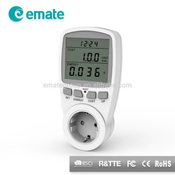 Big Screen Energy Monitoring Cost Control Power Meter Socket in BG plug- L