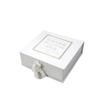 Luxury White Callapsible Gift Paper Box With Ribbon