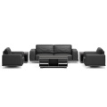 Dious office living room furniture arcuate comfortable 3 seaters modern artificial synthetic leather sofa