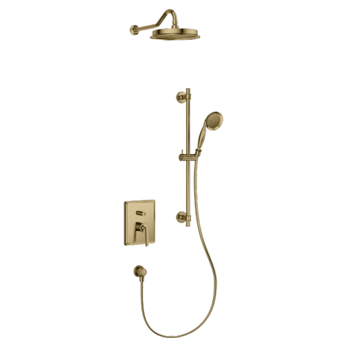 Wall-mounted Showerpipe with overhead shower and Handshower