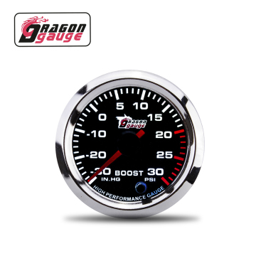 Dragon Gauge Seven Color Pointer Stepper Motor LED Universal Boost -30~30 psi Gauge Meter 2'' 52mm for 12V Car (5041)
