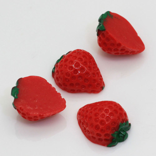 Miniatuur 3D Aardbei Hars Cabochon Kawaii Simulatie Voedsel DIY Scrapbooking Sieraden Maken Charms Poppen Accessoires