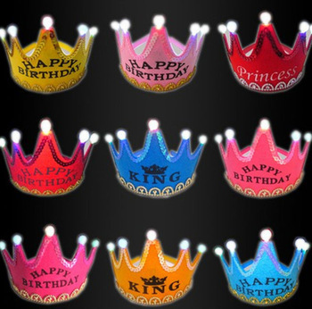 Party Birthday Glow Flash King Princess King Headband Hat ,Festival Decors Favors Crown Princess Hairpins