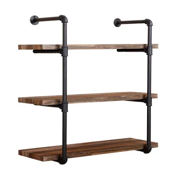 Pipe BookShelf Bracket Vintage Retro Black Shelving Bookcase