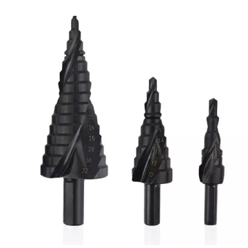 High quality 3 Packs Spiral Step Drill Bit Set 1/4" Hex Shank Cone black hss drill bit for High Speed Steel