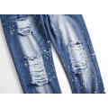 Mens Ripped Paint Splash Jeans Factory Grossist Custom