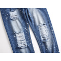 Jeans Ripped Paint Splash Masculino - Fábrica Personalizada por Atacado