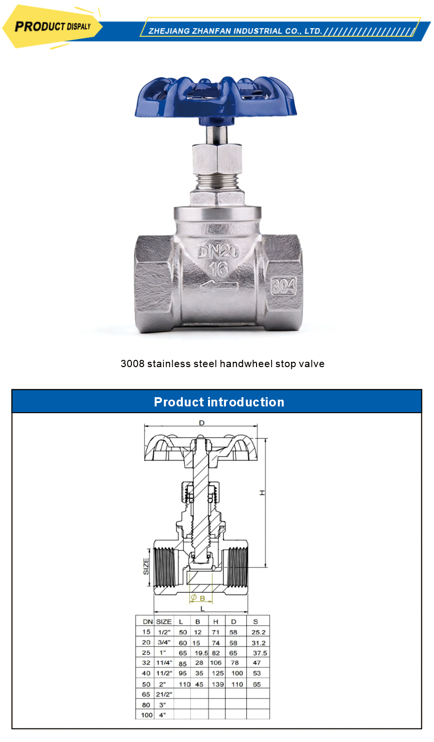 stainless steel hand operated stop valve