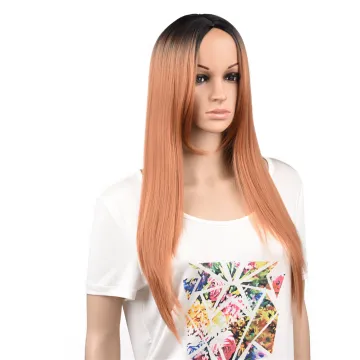 Long Straight Synthetic Hair Wig Middle Part Feel Me Hair  Pre Plucked Brazilian Remy Hair Natural Hairline Cosplay Party Wig