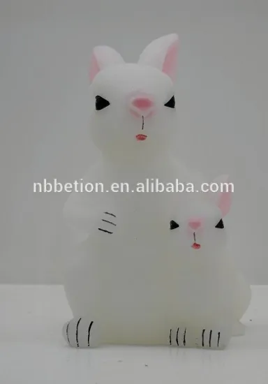 Flameless Yellow Flickering Rabbit-shaped Carved LED Candle Easter Day Decor