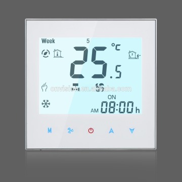 Weekly Programmable Room Thermostat for fan coil unit with clock for time memory