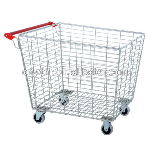 Supermarket Galvanized Steel Rolling Cages Cart