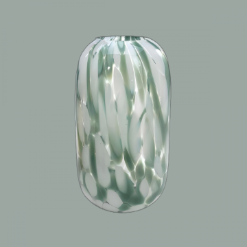 Tall Green Stripe Glass Vase