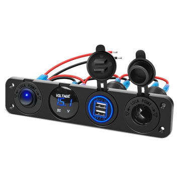 4-in-1 LED Voltmeter Cigarette Lighter Socket Toggle Switch for Vehicles and Boats