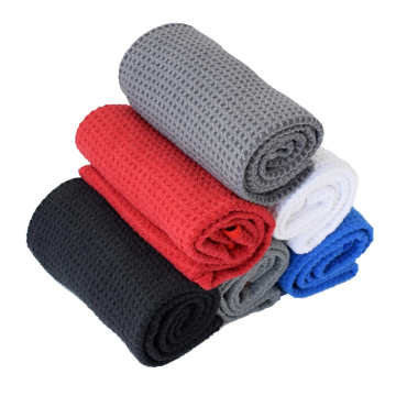 Wholesale Quick Dry Tri-fold Golf Sports Towels - Microfiber Waffle Design with Hook Attachment