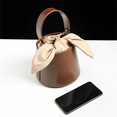 Knotted Bunny Ears Fashionable Bucket Bag with Cowhide