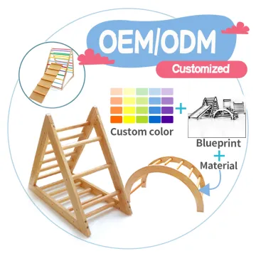 Indoor Baby Gym: Wooden Triangle Climbing Ladder, Slide & Play Toy Set for Toddlers