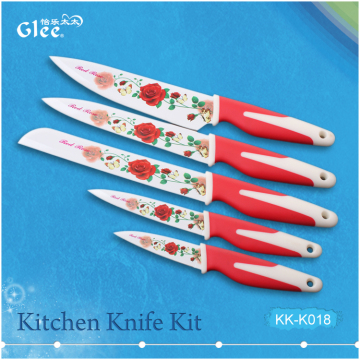 2015 Factory Directly Kitchen Knife Set with Flower Coating