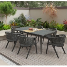 Aluminum Alloy Outdoor Dining Set with Woven Chairs