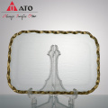 Clear Glass Charger Rectangle plate with gold rim