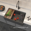 Wholesale Grey Modern Custom Smooth Concrete Kitchen Sinks with Farm Apron Front Workstations