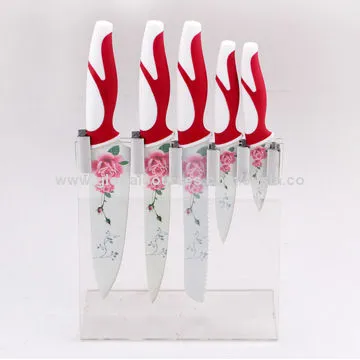 Acrylic Holder Non-stick Coating Knife Set, 1.8mm, 8-inch Chef Knife Thickness