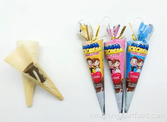 Umbrella-Shaped Chocolate Wafer Cone Candy