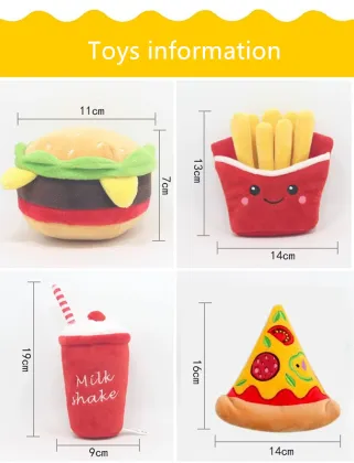 simulated food Burger Fries Shake Pizza dog toy