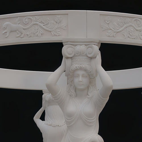 Elegant Marble Gazebo with Mythological Design
