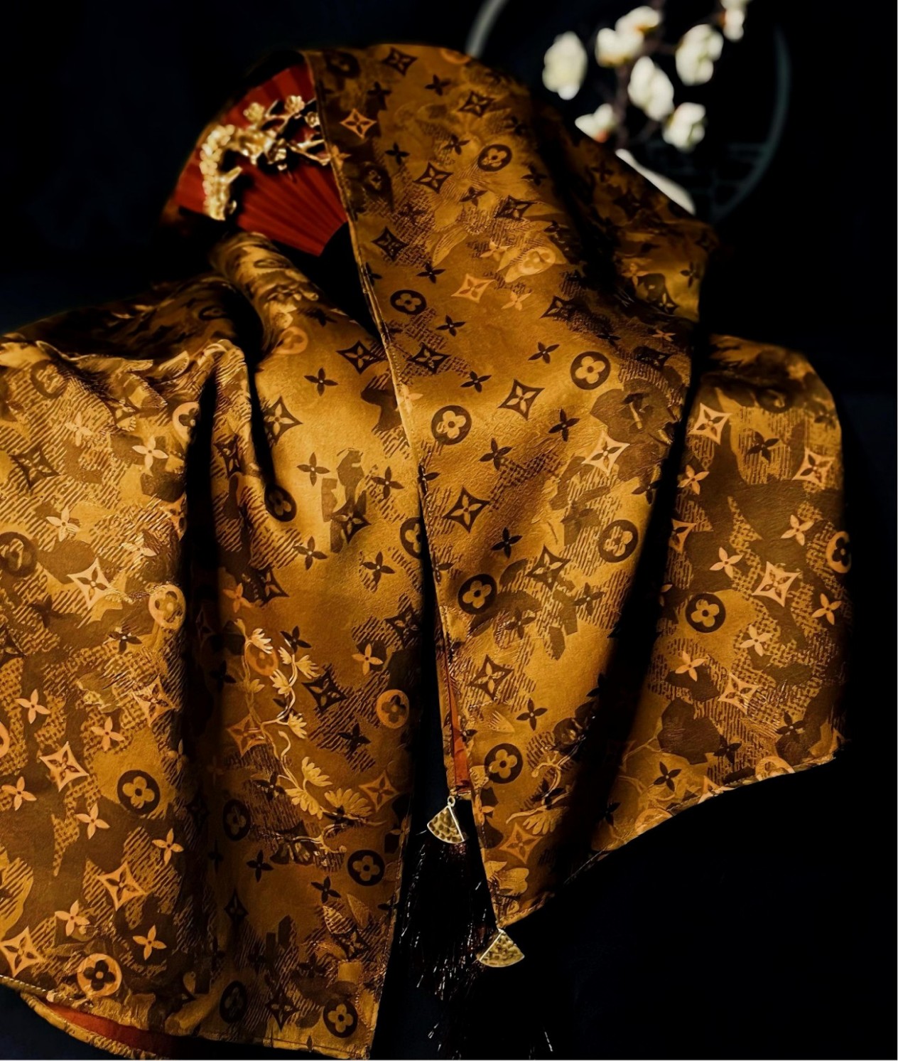 silk scarf with tassels